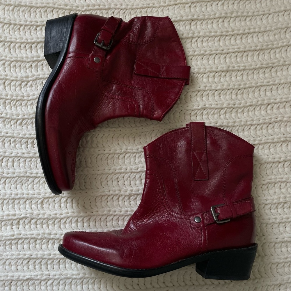 Franco Sarto Waco Western Ankle Leather Boots